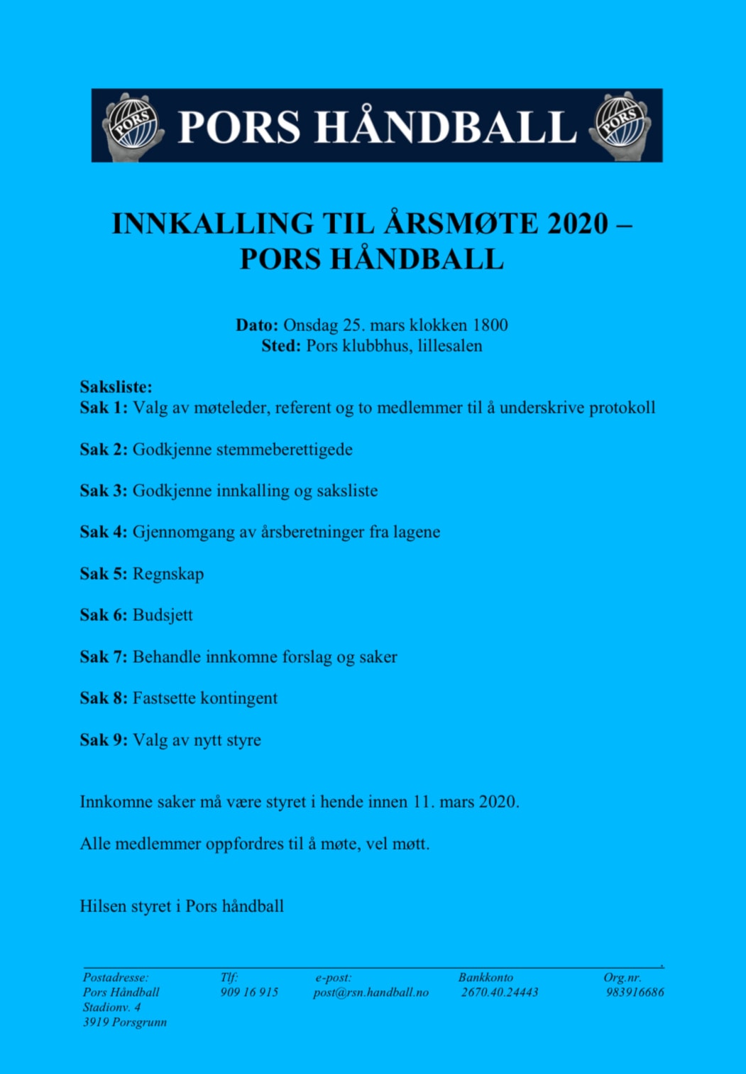 Vi ønsker alle våre medlemmer velkommen til årsmøte!